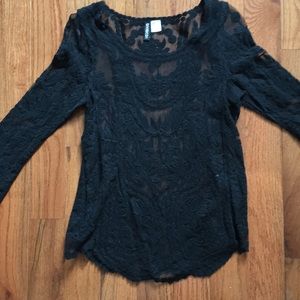 Black Lace Sheer Top